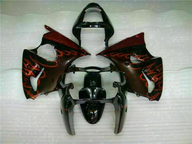 Negro Rojo Llama Kit Completo Carenado Moto Kawasaki ZX6R 00-02 Negro Rojo Llama Kit Completo Carenado Moto Kawasaki ZX6R 00-02