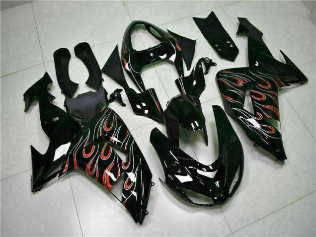 Negro Rojo Llama Kits Completo Carenado Moto Kawasaki ZX10R 06-07 Negro Rojo Llama Kits Completo Carenado Moto Kawasaki ZX10R 06-07