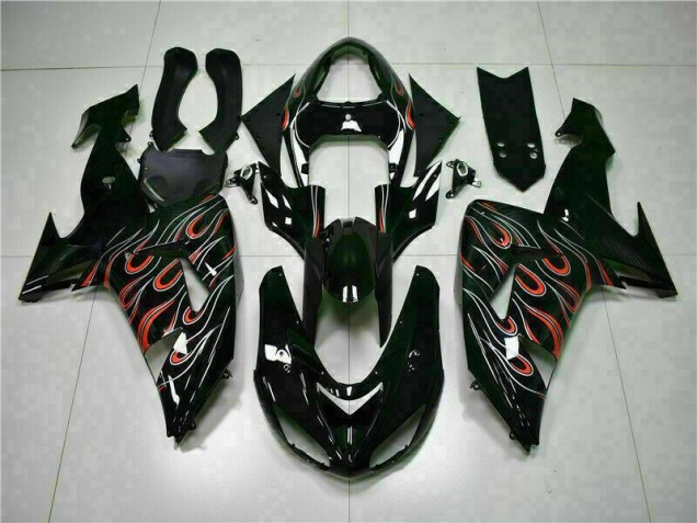 Negro Rojo Llama Kits Completo Carenado Moto Kawasaki ZX10R 06-07 Negro Rojo Llama Kits Completo Carenado Moto Kawasaki ZX10R 06-07