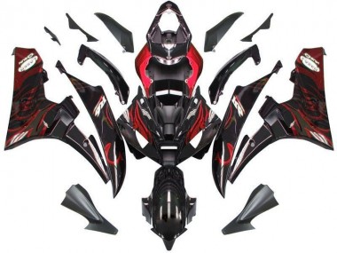 Negro Rojo Llama Kits Completo Carenado Moto Yamaha R6 06-07