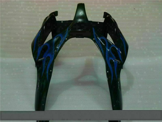 Negro con Azul Llama Carenado Moto Kawasaki ZX6R 00-02 Negro con Azul Llama Carenado Moto Kawasaki ZX6R 00-02