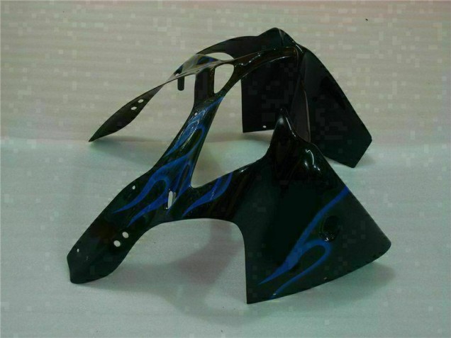 Negro con Azul Llama Carenado Moto Kawasaki ZX6R 00-02 Negro con Azul Llama Carenado Moto Kawasaki ZX6R 00-02