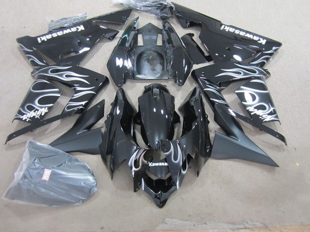 Negro con Blanco Llama Carenado Moto Kawasaki ZX10R 03-05 Negro con Blanco Llama Carenado Moto Kawasaki ZX10R 03-05