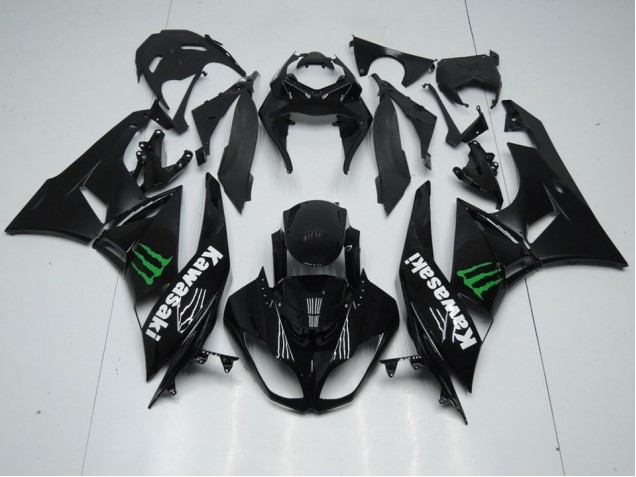Negro con Monster Carenado Moto Kawasaki ZX6R 09-12 Negro con Monster Carenado Moto Kawasaki ZX6R 09-12