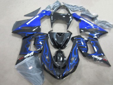 Ninja 636 de llama azul y negra Carenado Moto Kawasaki ZX6R 05-06