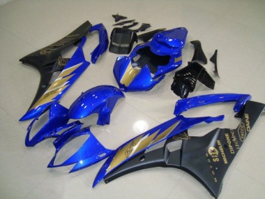 Pegatina negra azul con dorada Carenado Moto Yamaha R6 06-07