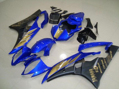 Pegatina negra azul con dorada Carenados Moto Yamaha R6 06-07
