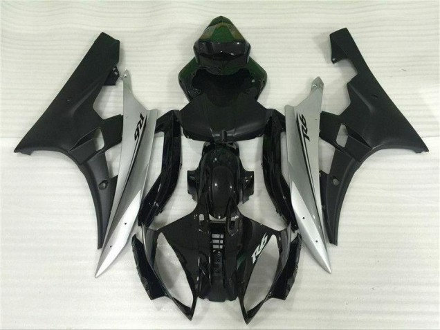 Plata Negro Inyección Kit Carenado Moto Yamaha R6 06-07 Plata Negro Inyección Kit Carenado Moto Yamaha R6 06-07