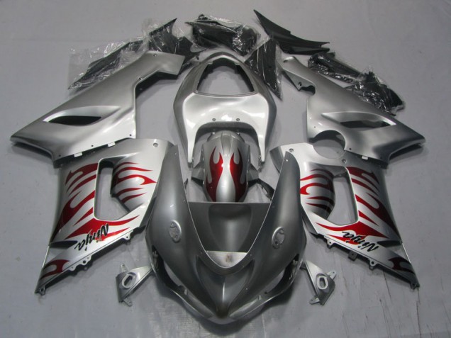 Plata Rojo Llama Ninja Carenado Moto Kawasaki ZX6R 05-06 Plata Rojo Llama Ninja Carenado Moto Kawasaki ZX6R 05-06