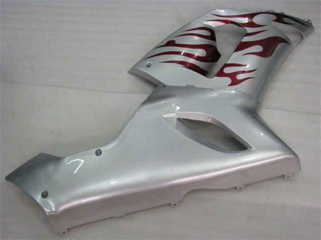 Plata Rojo Llamas Carenado Moto Kawasaki ZX6R 05-06 Plata Rojo Llamas Carenado Moto Kawasaki ZX6R 05-06