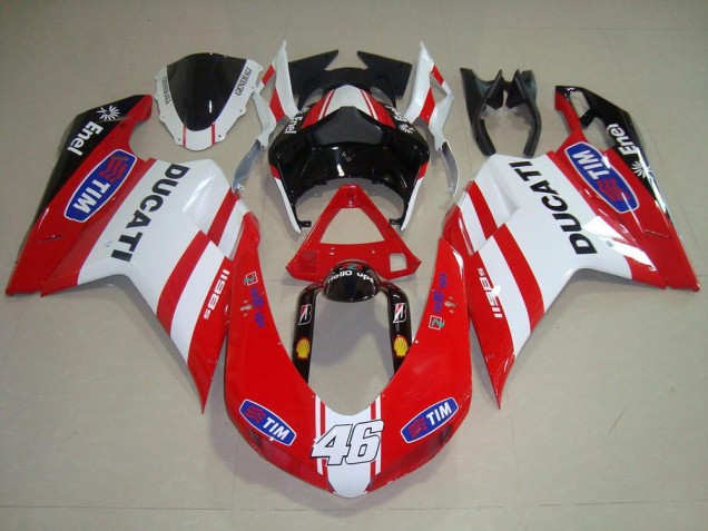 Rojo Blanco 46 Carenado Moto Ducati 848 1098 1198 07-14 Rojo Blanco 46 Carenado Moto Ducati 848 1098 1198 07-14