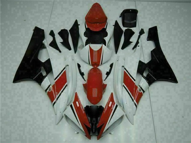 Rojo Blanco ABS Moto Plástico Yamaha R6 06-07 Rojo Blanco ABS Moto Plástico Yamaha R6 06-07