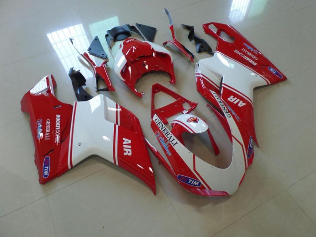 Rojo & Blanco Air Carenado Moto Ducati 848 1098 1198 07-14 Rojo & Blanco Air Carenado Moto Ducati 848 1098 1198 07-14