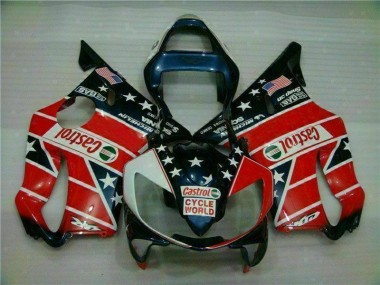 Rojo Blanco Azul Castrol Cycle World Carenado Moto Honda CBR 600 F4i 01-03