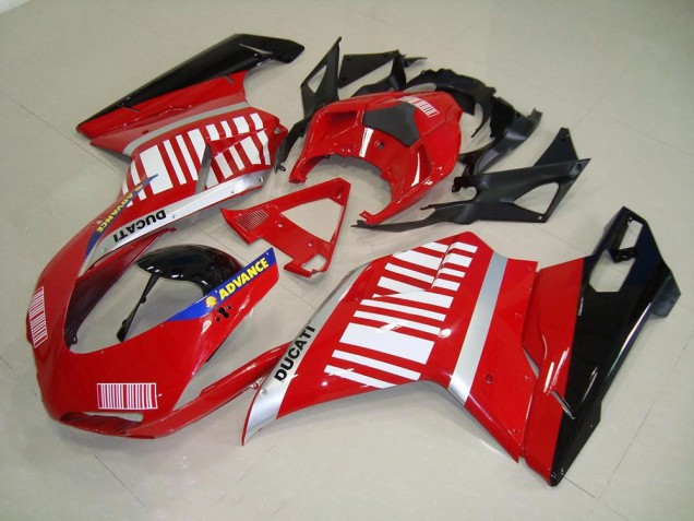 Rojo Blanco Carenado Moto & Plástico Ducati 848 1098 1198 07-14
