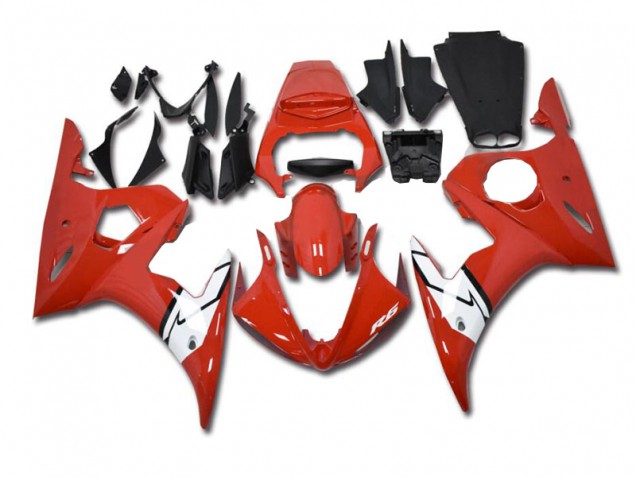 Rojo Blanco Carenado & Plástico Moto Yamaha R6 03-05 Rojo Blanco Carenado & Plástico Moto Yamaha R6 03-05