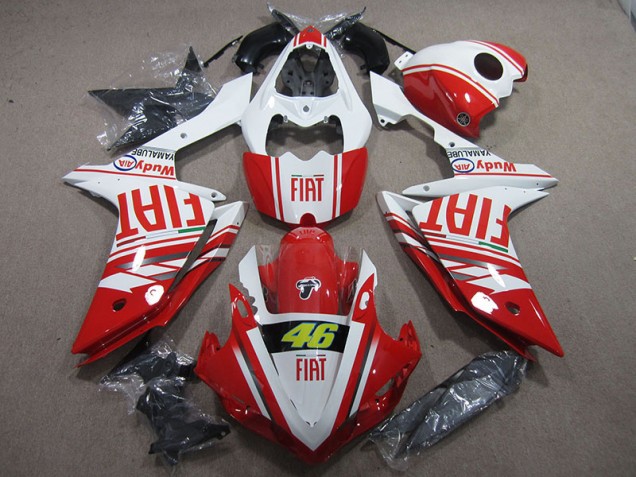 Rojo Blanco Fiat 46 Carenado Moto Yamaha R1 07-08 Rojo Blanco Fiat 46 Carenado Moto Yamaha R1 07-08