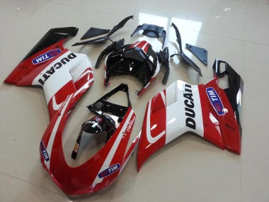 Rojo Blanco Inyección Kit Carenado Moto Ducati 848 1098 1198 07-14