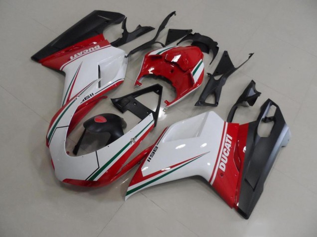 Rojo Blanco Kit Carenado Inyección Ducati 848 1098 1198 07-14 Rojo Blanco Kit Carenado Inyección Ducati 848 1098 1198 07-14