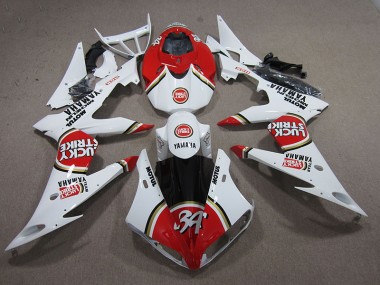 Rojo Blanco Lucky Strike Carenado Moto Yamaha R1 04-06
