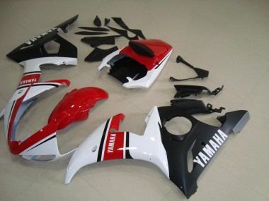 Rojo Blanco Negro Mate Carenado Moto Yamaha R6 03-05