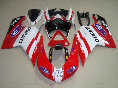 Rojo Blanco Tim 46 Carenado Moto Ducati 1098 07-14