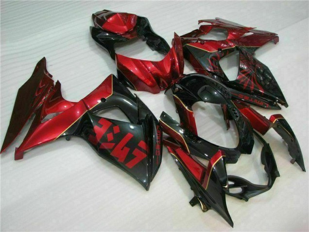 Rojo Llama Negro Carenado Moto Suzuki GSXR 1000 K9 09-16 Rojo Llama Negro Carenado Moto Suzuki GSXR 1000 K9 09-16
