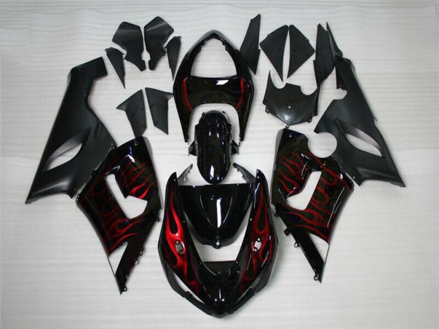 Rojo Negro ABS Moto Plástica Kawasaki ZX6R 05-06 Rojo Negro ABS Moto Plástica Kawasaki ZX6R 05-06