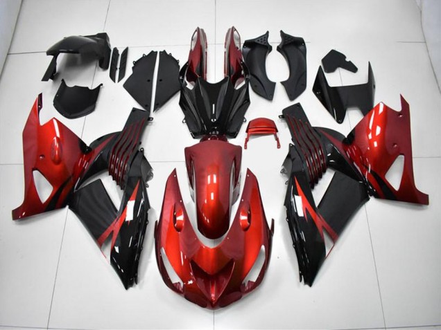 Rojo Negro Carenado Moto Kawasaki ZX14R ZZR 1400 06-11 Rojo Negro Carenado Moto Kawasaki ZX14R ZZR 1400 06-11