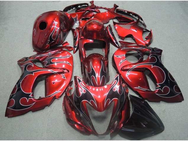 Rojo Negro Llama Carenado Moto Suzuki GSXR 1300 Hayabusa 08-19