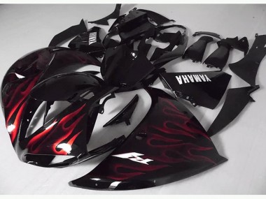 Rojo Negro Llama Carenado Moto Yamaha R1 12-14