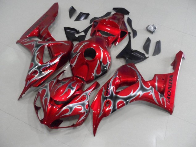 Rojo con Negro Gris Llama Carenado Moto Honda CBR 1000 RR 06-07 Rojo con Negro Gris Llama Carenado Moto Honda CBR 1000 RR 06-07