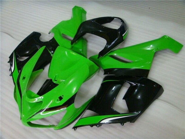 Verde Blanco Negro Carenado Moto Kawasaki ZX6R 05-06 Verde Blanco Negro Carenado Moto Kawasaki ZX6R 05-06