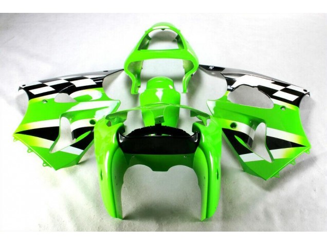 Verde Negro Blanco Kits ABS Carenado Motocicleta Kawasaki ZX6R 00-02 Verde Negro Blanco Kits ABS Carenado Motocicleta Kawasaki ZX6R 00-02