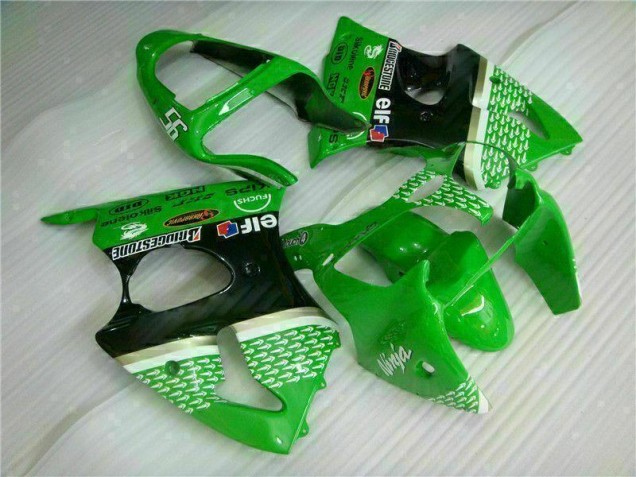Verde Negro Kit ABS Carenado Motocicleta Kawasaki ZX6R 00-02 Verde Negro Kit ABS Carenado Motocicleta Kawasaki ZX6R 00-02