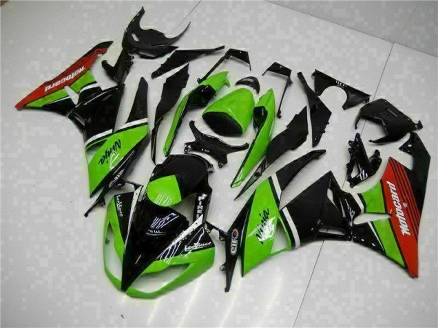Verde Negro Rojo Carenado Moto Kawasaki ZX6R 09-12 Verde Negro Rojo Carenado Moto Kawasaki ZX6R 09-12