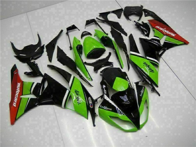 Verde Negro Rojo Carenado Moto Kawasaki ZX6R 09-12 Verde Negro Rojo Carenado Moto Kawasaki ZX6R 09-12