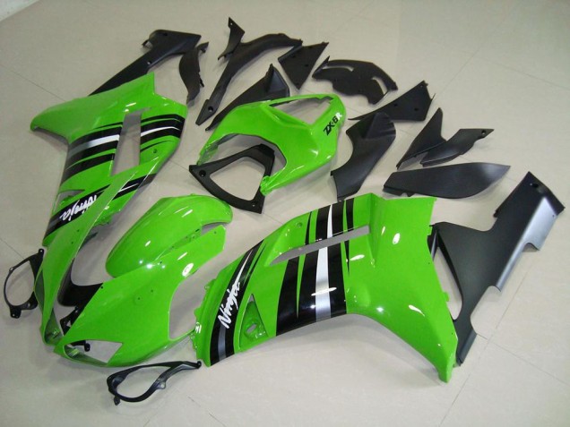 Verde & Plata Raya Carenado Moto Kawasaki ZX6R 07-08